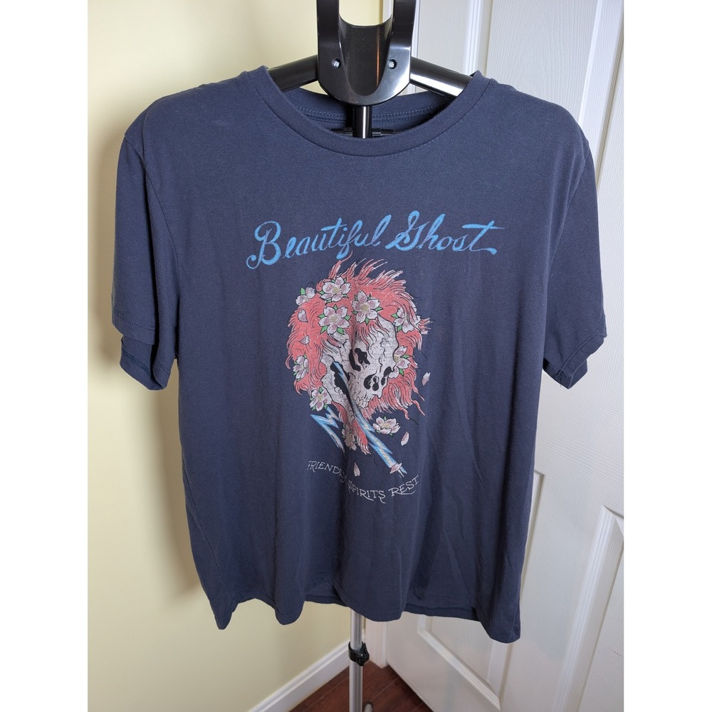 Ed Hardy Graphic Tee Mens XL Navy Blue Beautiful Ghost Skull Tattoo Shirt